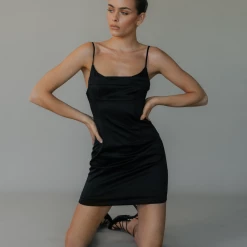 Charcoal Clothing New Arrivals Desmina Mini Dress (Black)