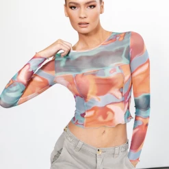 Into Fashion Jaylee Crop Top (Blue) New Arrivals