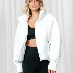 Pink Diamond Louisiana Puffer Jacket (White)