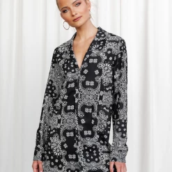 Charcoal Clothing Scout Shirt Dress (Black/White)