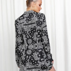 Charcoal Clothing Scout Shirt Dress (Black/White)