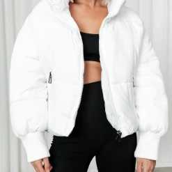 Pink Diamond Louisiana Puffer Jacket (White)