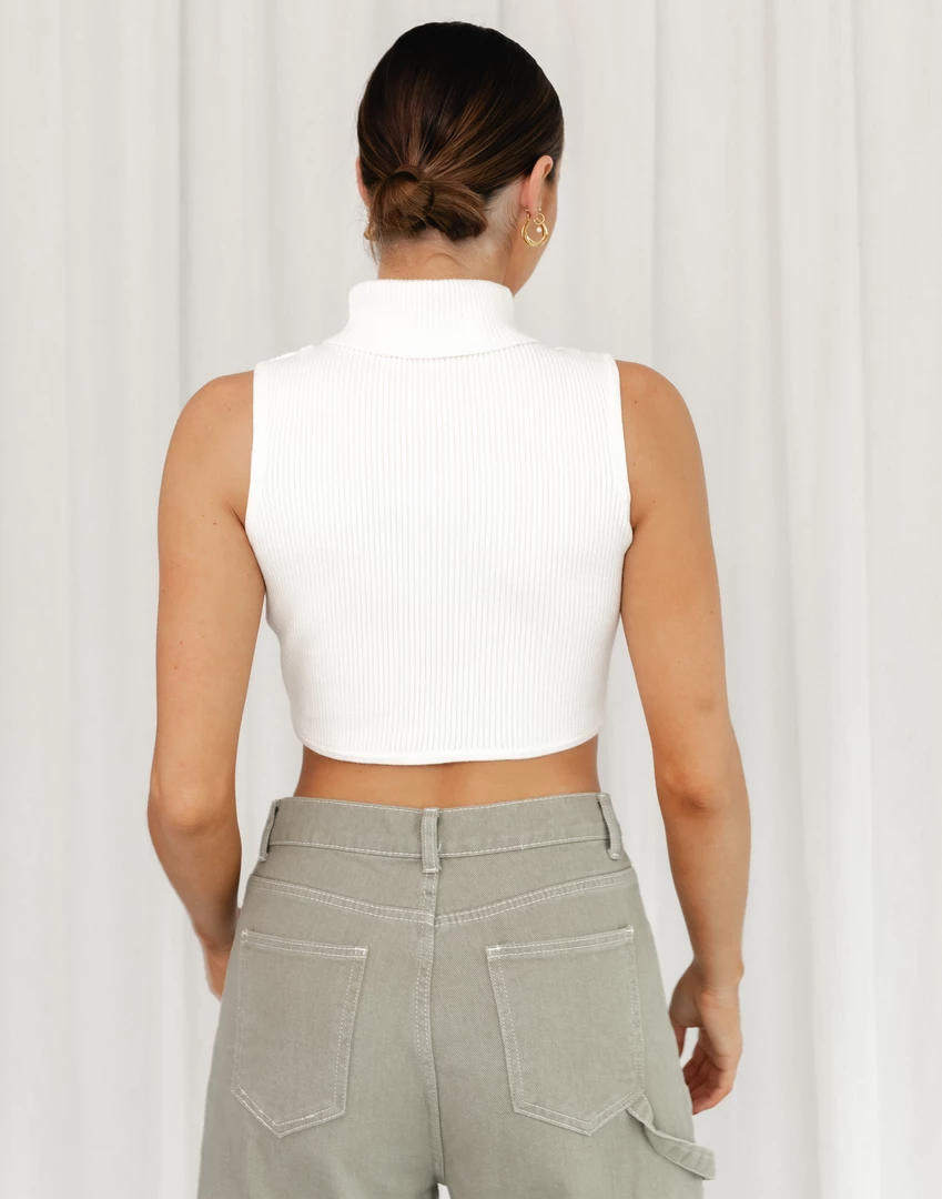 Charcoal Clothing Noah Knit Crop Top (White) 4 Charcoal Clothing Noah Knit Crop Top (White)