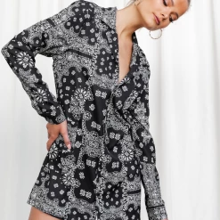 Charcoal Clothing Scout Shirt Dress (Black/White)