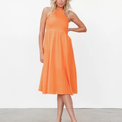 Reverse Thalia Midi Dress (Orange) Dresses