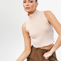 Redberry New Arrivals Wild One Knit Top (Beige)