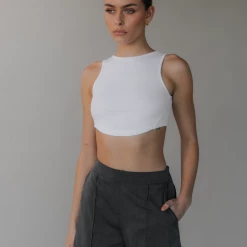Charcoal Clothing Gigi Rib Tank (White) New Arrivals