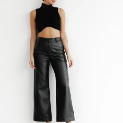 Charcoal Clothing New Arrivals Noah Knit Crop Top (Black)