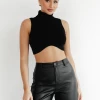 Charcoal Clothing New Arrivals Noah Knit Crop Top (Black)