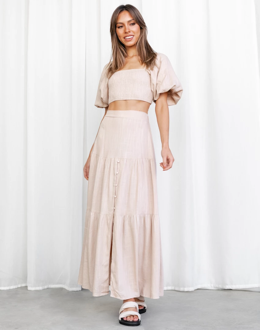 Thanne Sets + Co-ords Noha Midi Skirt (Beige) 4 Thanne Sets + Co-ords Noha Midi Skirt (Beige)