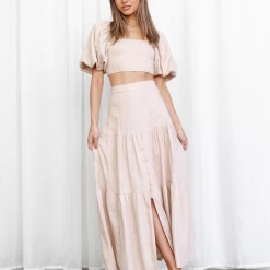 Thanne Sets + Co-ords Noha Midi Skirt (Beige)