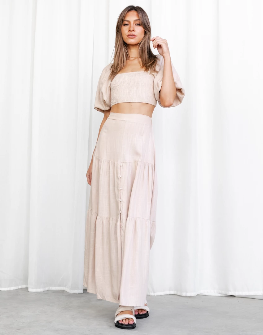 Thanne Sets + Co-ords Noha Midi Skirt (Beige) 7 Thanne Sets + Co-ords Noha Midi Skirt (Beige)