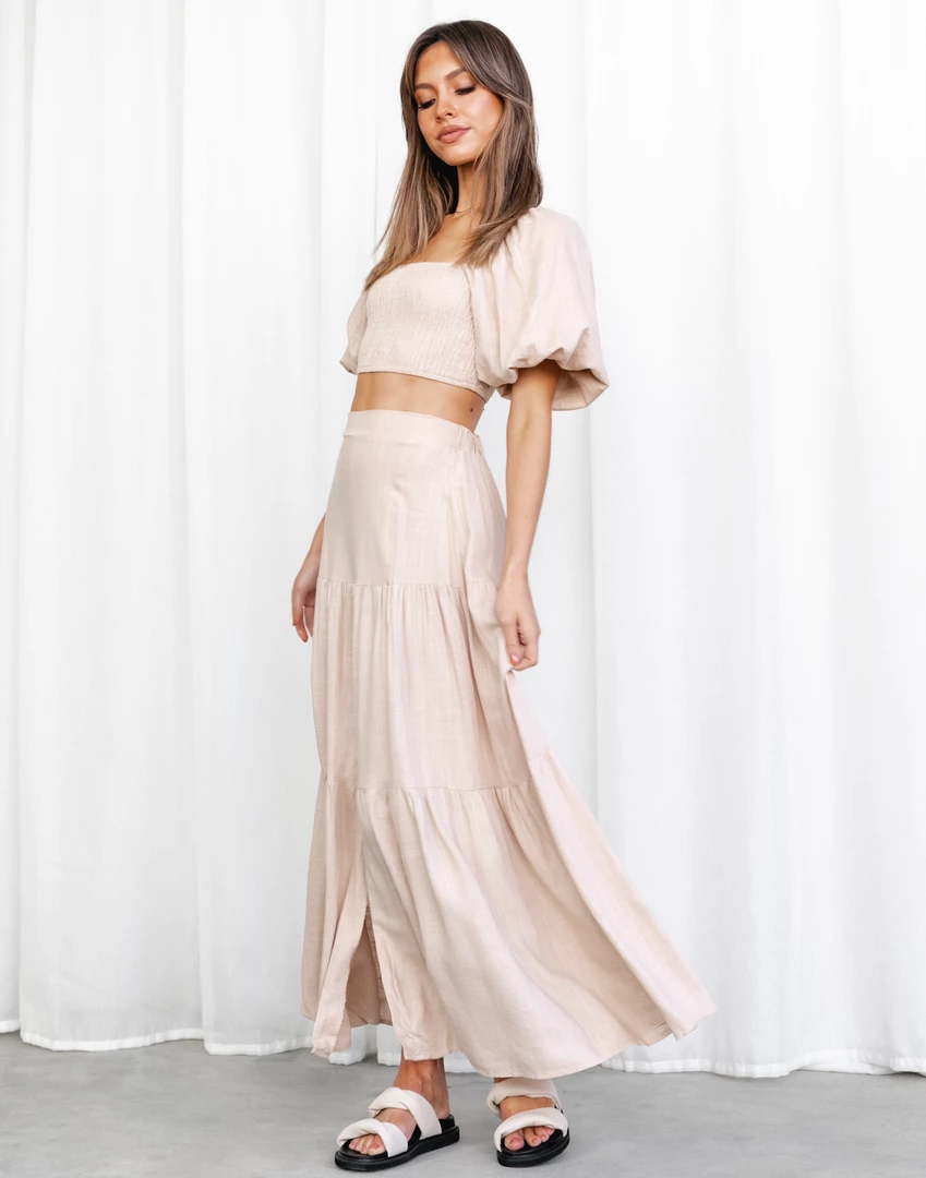 Thanne Sets + Co-ords Noha Midi Skirt (Beige) 5 Thanne Sets + Co-ords Noha Midi Skirt (Beige)