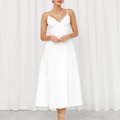 Pearl And Sea Vertigo Midi Dress (White)