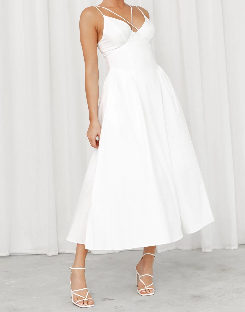 Pearl And Sea Vertigo Midi Dress (White) 1 Pearl And Sea Vertigo Midi Dress (White)