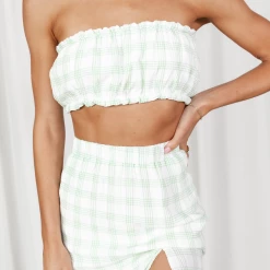 My Girl Ashlei Crop Top (Green Gingham) Sets + Co-ords
