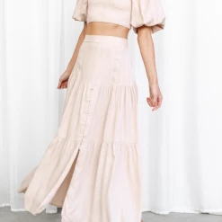 Thanne Sets + Co-ords Noha Midi Skirt (Beige)