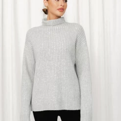 Pink Diamond Lacey Knit Jumper (Grey)