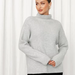 Pink Diamond Lacey Knit Jumper (Grey)