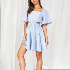 Charcoal Clothing Dresses Allysa Mini Dress (Baby Blue)