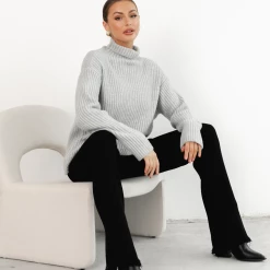 Pink Diamond Lacey Knit Jumper (Grey)