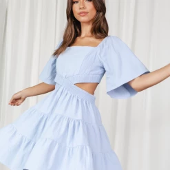 Charcoal Clothing Dresses Allysa Mini Dress (Baby Blue)