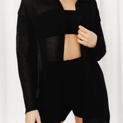Thanne Vixen Knit Top (Black) New Arrivals