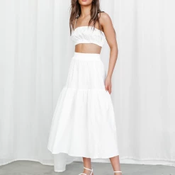 Thanne Up In The Clouds Midi Skirt (White) Bottoms