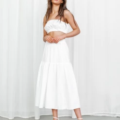 Thanne Up In The Clouds Midi Skirt (White) Bottoms