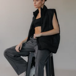 Pink Diamond New Arrivals Verona Puffer Vest (Black)