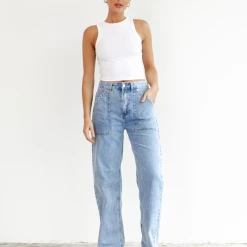 Charcoal Clothing Montana Wide Leg Jeans (Blue)