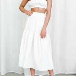 Thanne Up In The Clouds Midi Skirt (White) Bottoms