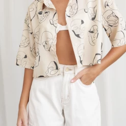 Thanne Sets + Co-ords Face To Face Shirt (Beige)