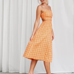 Reverse Dresses Paige Midi Dress (Orange)