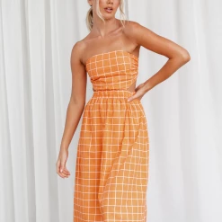 Reverse Dresses Paige Midi Dress (Orange)