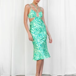 Shareen Collection In Touch Midi Dress (Green)