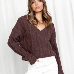 Pink Diamond Walk Away Knit Jumper (Brown)