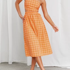 Reverse Dresses Paige Midi Dress (Orange)