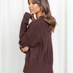 Pink Diamond Walk Away Knit Jumper (Brown)