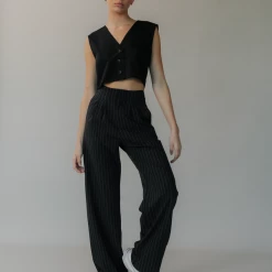 Charcoal Clothing New Girl Pants (Black Pinstripe)