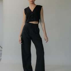 Charcoal Clothing New Girl Pants (Black Pinstripe)