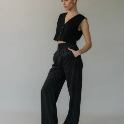 Charcoal Clothing New Girl Pants (Black Pinstripe)