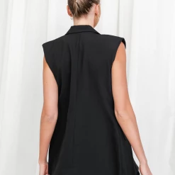 Duke Sleeveless Blazer(Black) - 4th & Reckless Tops