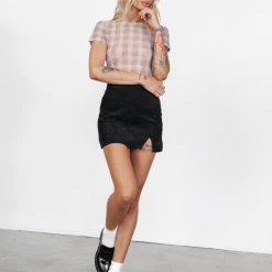 Fantasy Mesh Tee (Beige/Plaid) - By Lioness