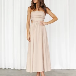 Pink Diamond Lorelei Maxi Dress (Beige) Dresses