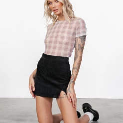 Fantasy Mesh Tee (Beige/Plaid) - By Lioness