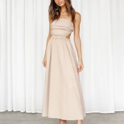 Pink Diamond Lorelei Maxi Dress (Beige) Dresses
