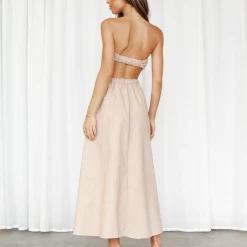 Pink Diamond Lorelei Maxi Dress (Beige) Dresses