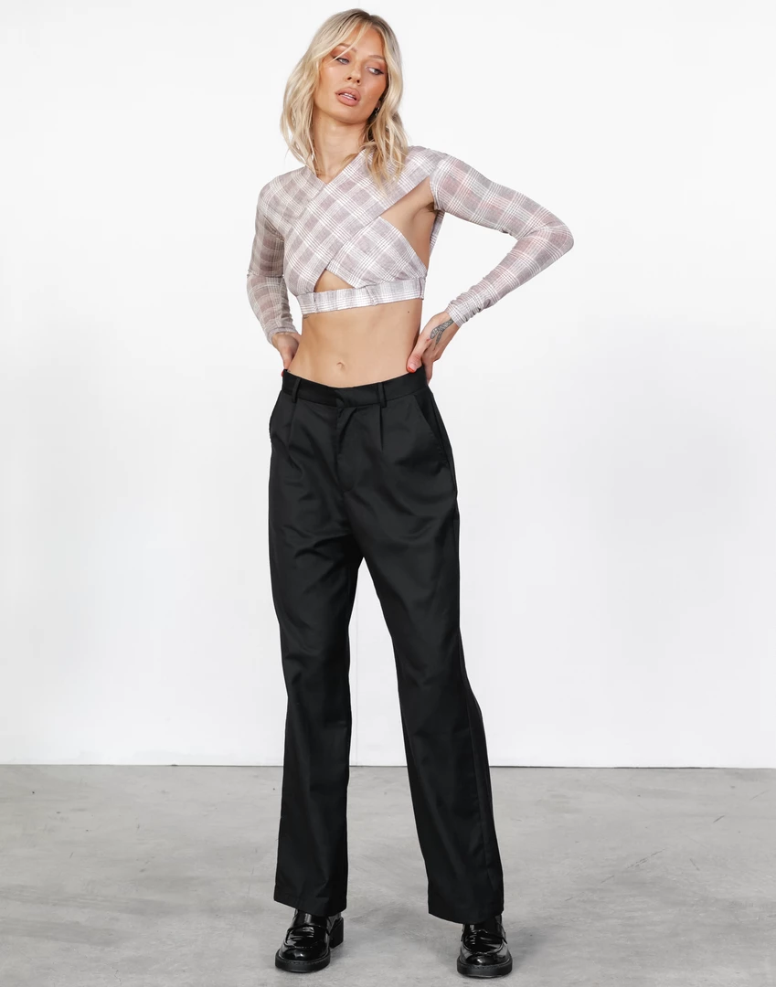 The Ritz Mesh Crop Top (Beige/Plaid) - By Lioness New Arrivals 4 The Ritz Mesh Crop Top (Beige/Plaid) - By Lioness New Arrivals