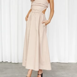 Pink Diamond Lorelei Maxi Dress (Beige) Dresses